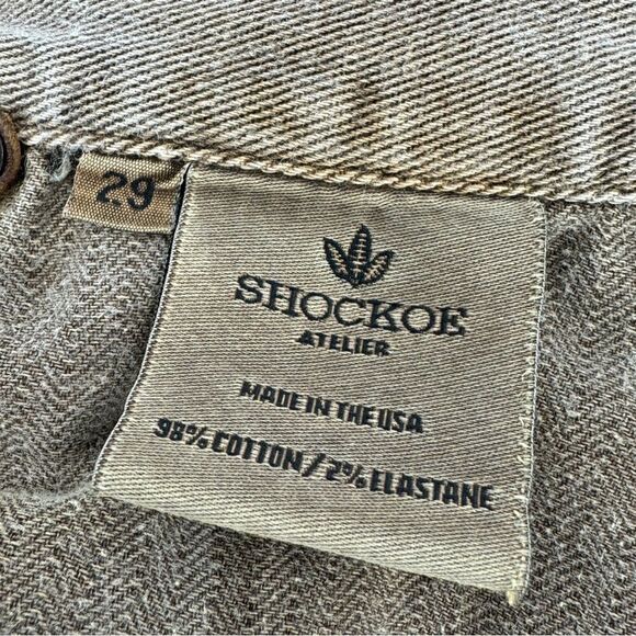 Shockoe Atelier Slim Earthwood Button Fly Jeans Taupe Beige 29 - Picture 9 of 11